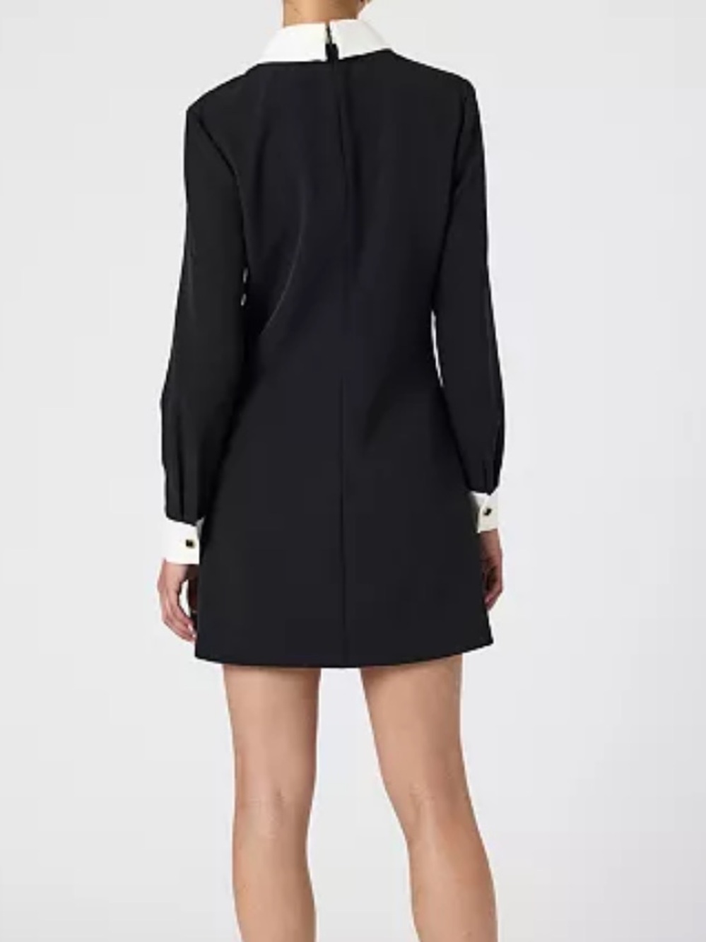 French Connection Echo Long Sleeve Collared Mini Dress Black White Size 10 - Picture 4 of 14